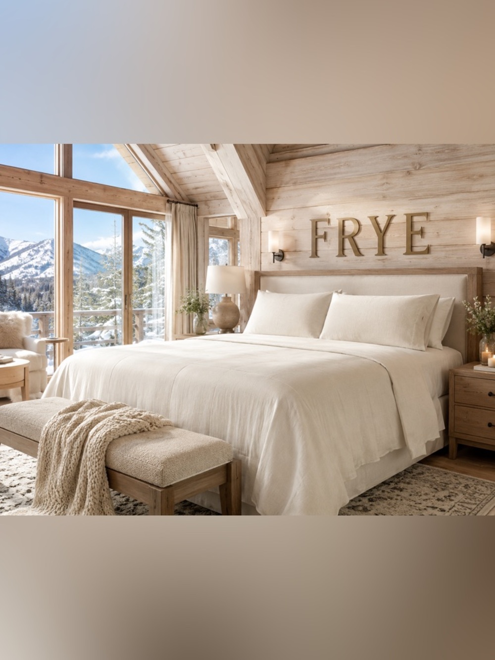 Frye Queen Sheet Set Natural Cream Linen-Texture 100% Cotton  Bedding Set